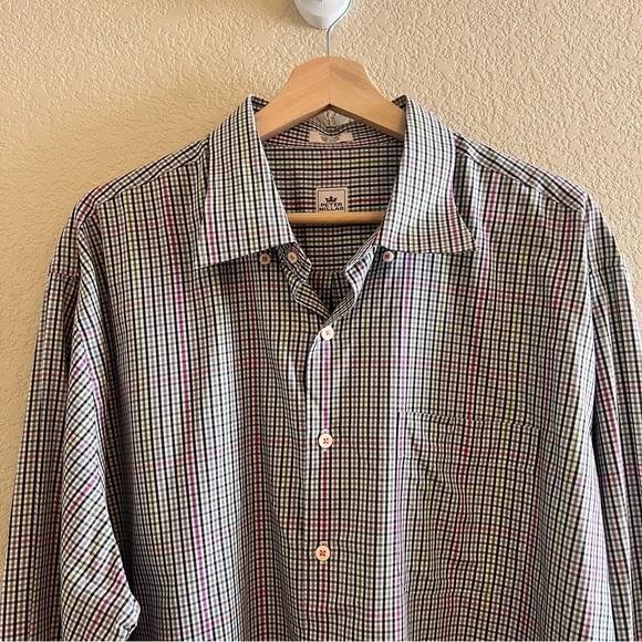 Peter Millar Gingham Pattern Long Sleeve Button Down Shirt Size XL - Picture 3 of 12